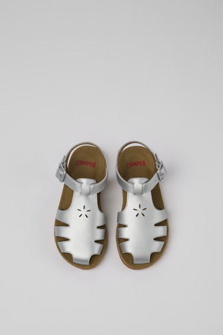 Overhead view of Miko Gray Leather Sandal