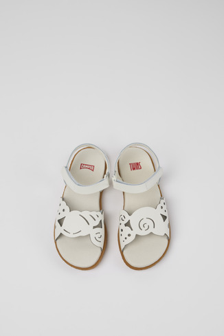 Overhead view of Twins White Leather Sandal