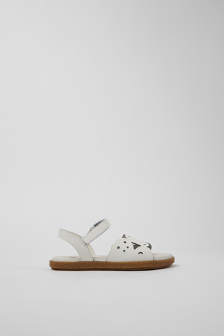 Side view of Twins White Leather Sandal