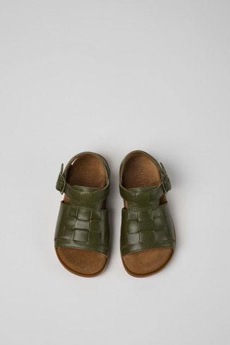 Overhead view of Brutus Sandal Green Leather Sandal