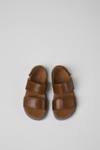Overhead view of Brutus Sandal Brown Leather 2-Strap Sandal