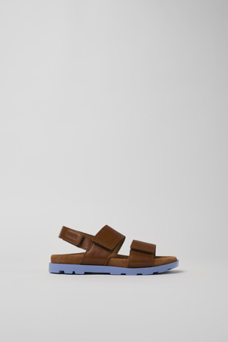 Side view of Brutus Sandal Brown Leather 2-Strap Sandal