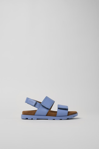 Side view of Brutus Sandal Blue Leather 2-Strap Sandal