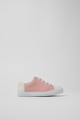 Side view of Twins Multicolor leather and nubuck sneakers for kids