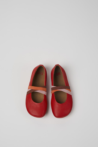 Overhead view of Twins Red leather ballerinas for kids