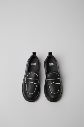 Overhead view of Twins Black leather shoes for kids