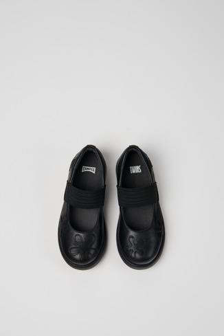 Overhead view of Twins Black leather shoes for kids