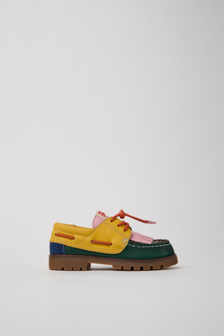 Side view of Bobo Choses x Camper Multicolor Leather and Nubuck Nautical Shoes for Kids.