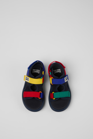 Overhead view of Bobo Choses x Camper Multicolor Textile Sandals for Kids.