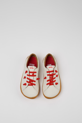 Overhead view of Twins White Leather Kids' Shoes for Children.