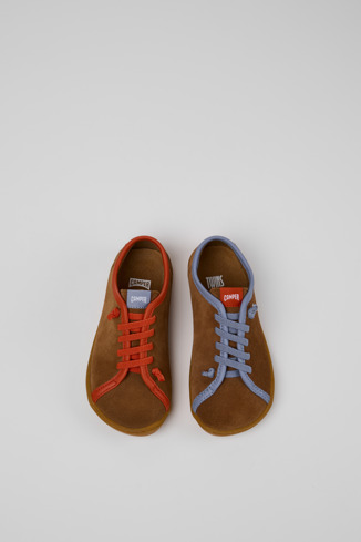 Overhead view of Twins Multicolor Nubuck and Leather Shoes for Kids.