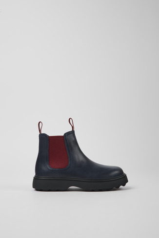 Side view of Norte Blue and burgundy leather boots