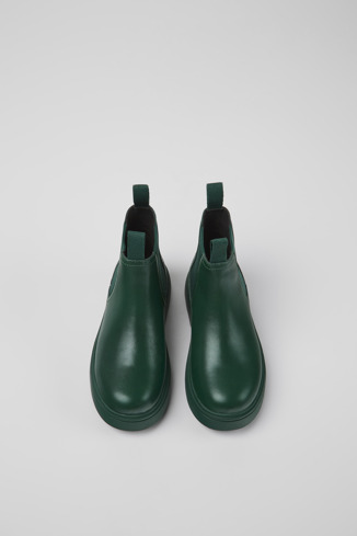 Overhead view of Norte Green leather Chelsea boots  for kids