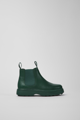 Side view of Norte Green leather Chelsea boots  for kids