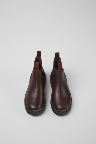 Overhead view of Norte Burgundy leather Chelsea boots for kids