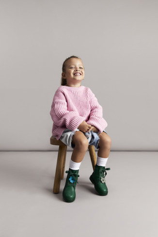 Twins Botines verdes de piel para niños