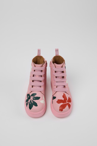 Overhead view of Twins Multicolor Leather Ankle Boots for Kids.