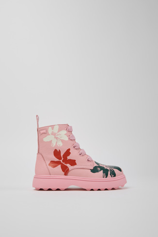 Side view of Twins Multicolor Leather Ankle Boots for Kids.