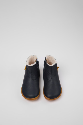 Overhead view of Peu Navy blue leather ankle boots