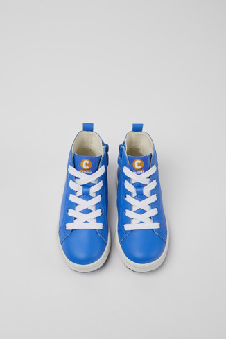 Alternative image of K900261-004 - Runner - Blue leather high-top sneakers for kids