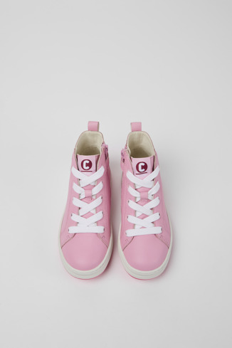 Alternative image of K900261-005 - Runner - Pink leather high-top sneakers for kids