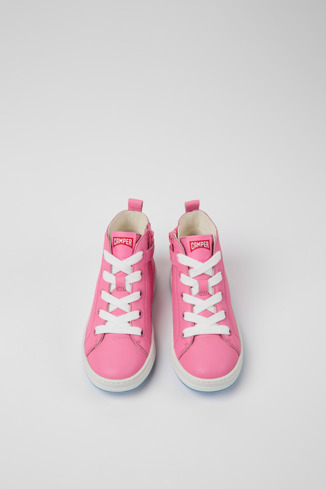 Overhead view of Runner Pink leather sneakers for kids