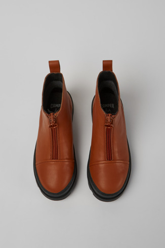 Overhead view of Brutus Brown zip up leather boots