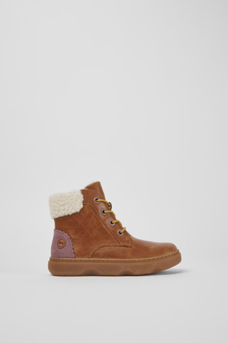 Side view of Kido Brown ankle boots