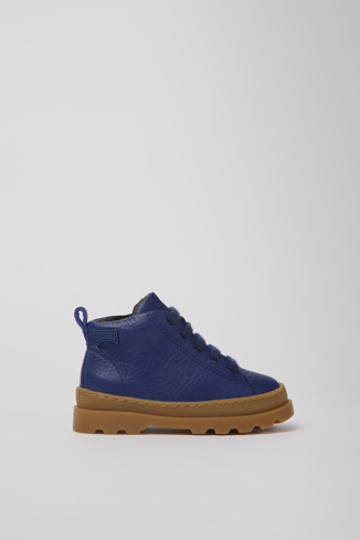 Side view of Brutus Blue leather lace-up boots
