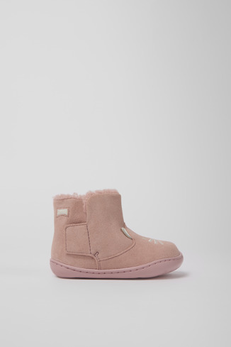 Side view of Twins Pink nubuck boots