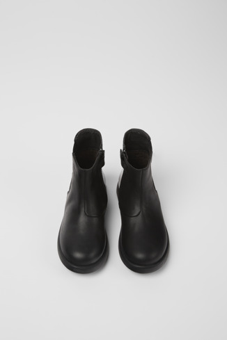 Overhead view of Duet Black leather boots