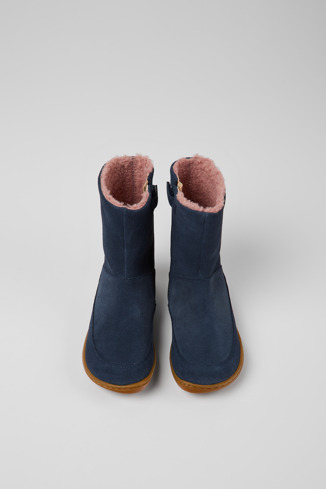 Overhead view of Peu Navy blue nubuck and leather boots