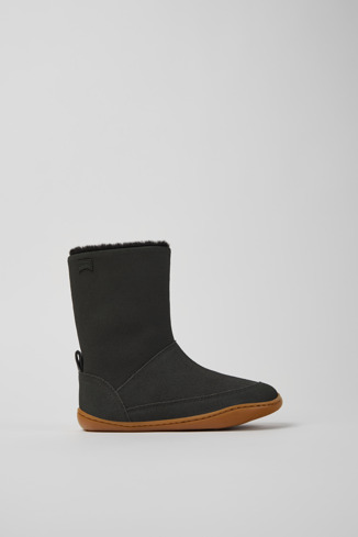 Peu Bottes grises en nubuck et cuir pour enfant