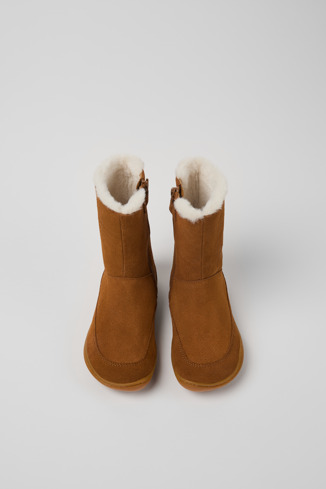 Peu Bottes marron en nubuck et cuir pour enfant