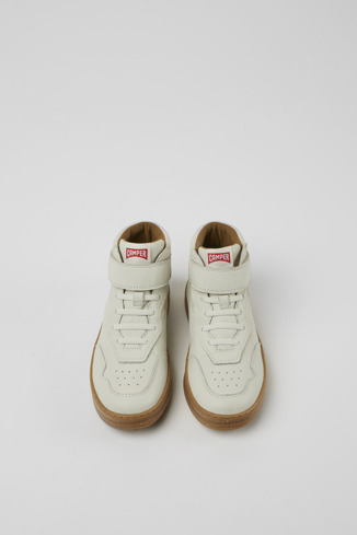 Overhead view of Runner White non-dyed leather sneakers