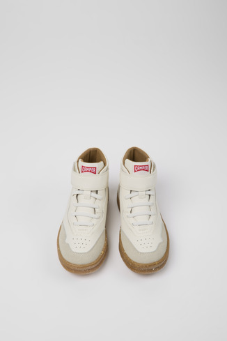 Overhead view of Runner White leather and nubuck ankle boots for kids