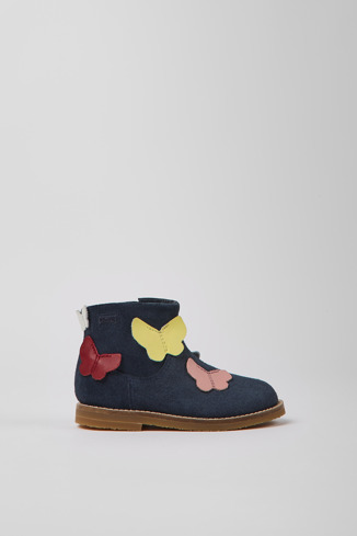 Side view of Twins Multi-colored nubuck and leather boots