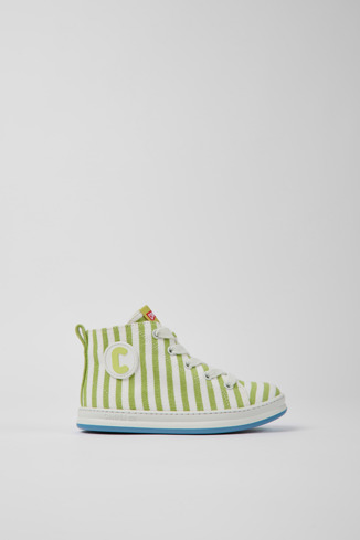 Alternative image of K900319-001 - Runner - Baskets en tissu vert et blanc pour enfant