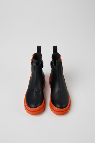 Overhead view of Brutus Black leather Chelsea boots for kids