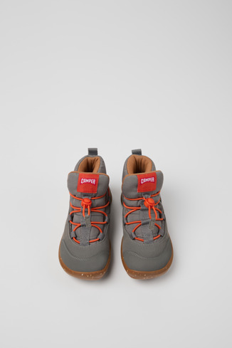 Overhead view of Ergo Grey textile ankle boots for kids