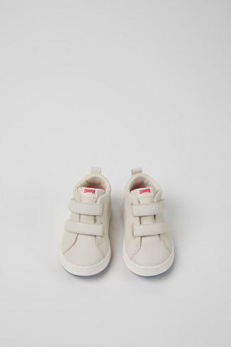 Overhead view of Twins White and black leather sneakers for kids