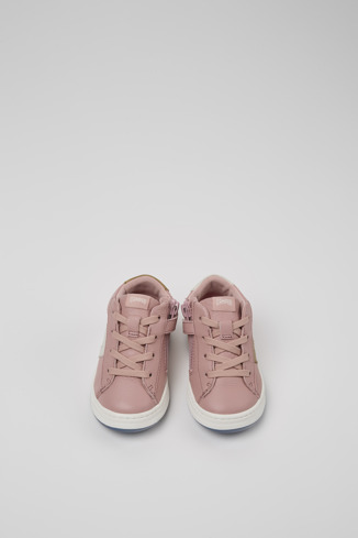 Twins Roze leren sneaker voor kinderen