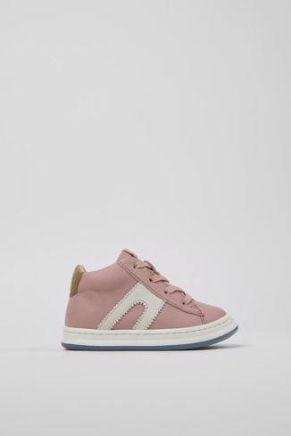 Twins Roze leren sneaker voor kinderen