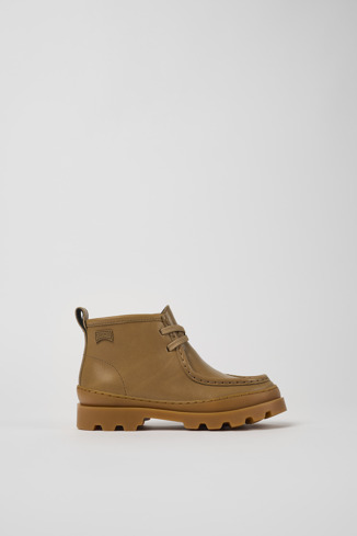 Side view of Brutus Brown leather ankle boots for kids