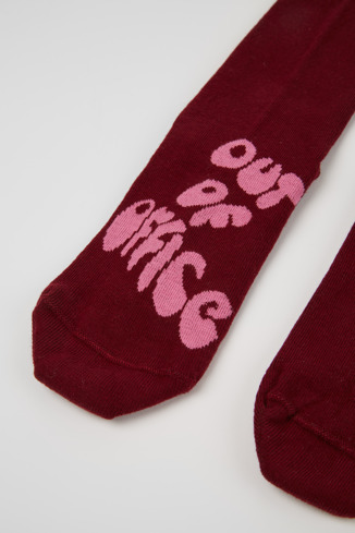 Close-up view of Out of Office Burgundy and pink socks