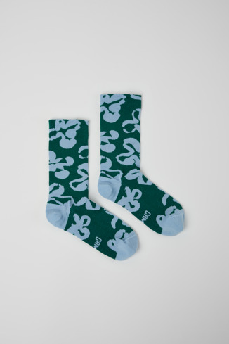 Side view of Calma Socks PYRATEX® Green and blue PYRATEX® socks