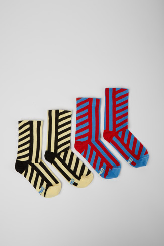 Side view of Odd Socks Pack Two pair pack of long multicolored socks