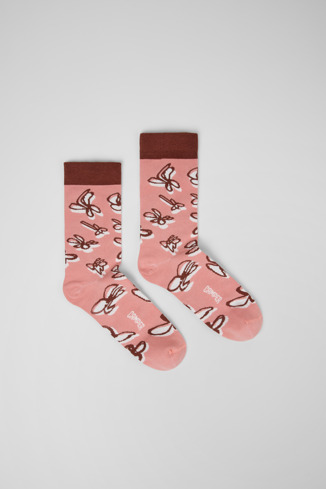 Socks Calzini rosa, bianchi e rossi in cotone organico.