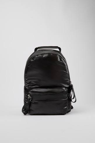 Side view of Ado Black recycled nylon backpack