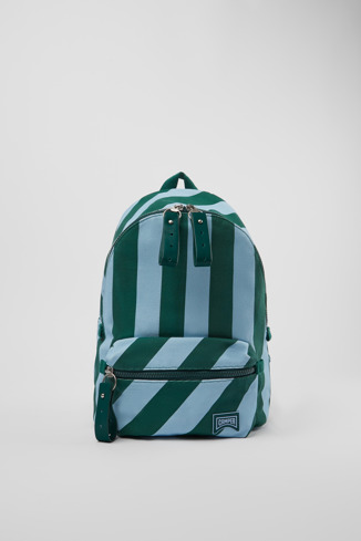 Side view of Ado Small blue and green recycled cotton backpack